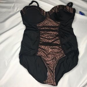 Swimsuits for All black lace underwire one piece